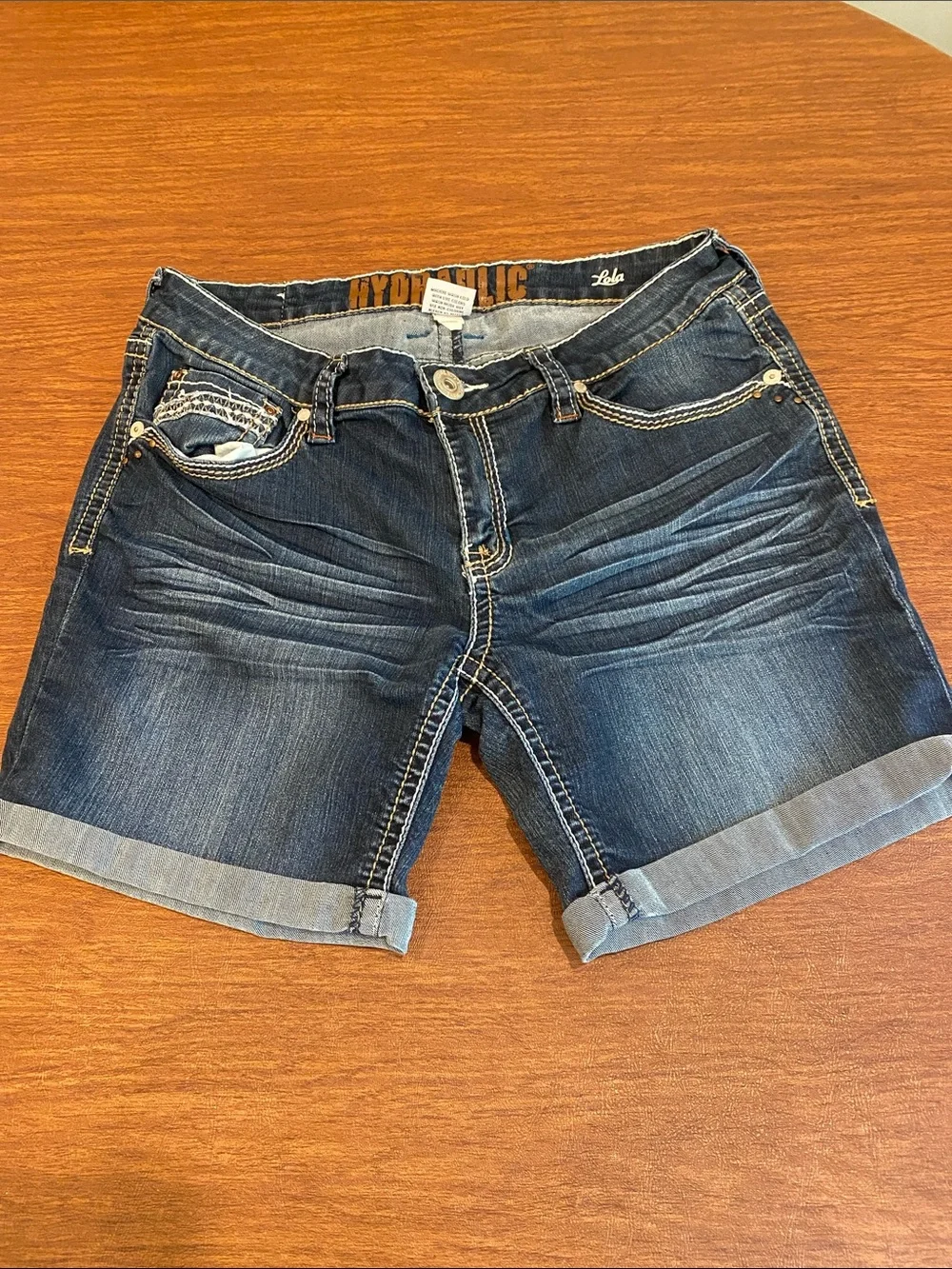 Hydraulic Dark Blue Roll-Cuff Denim Shorts